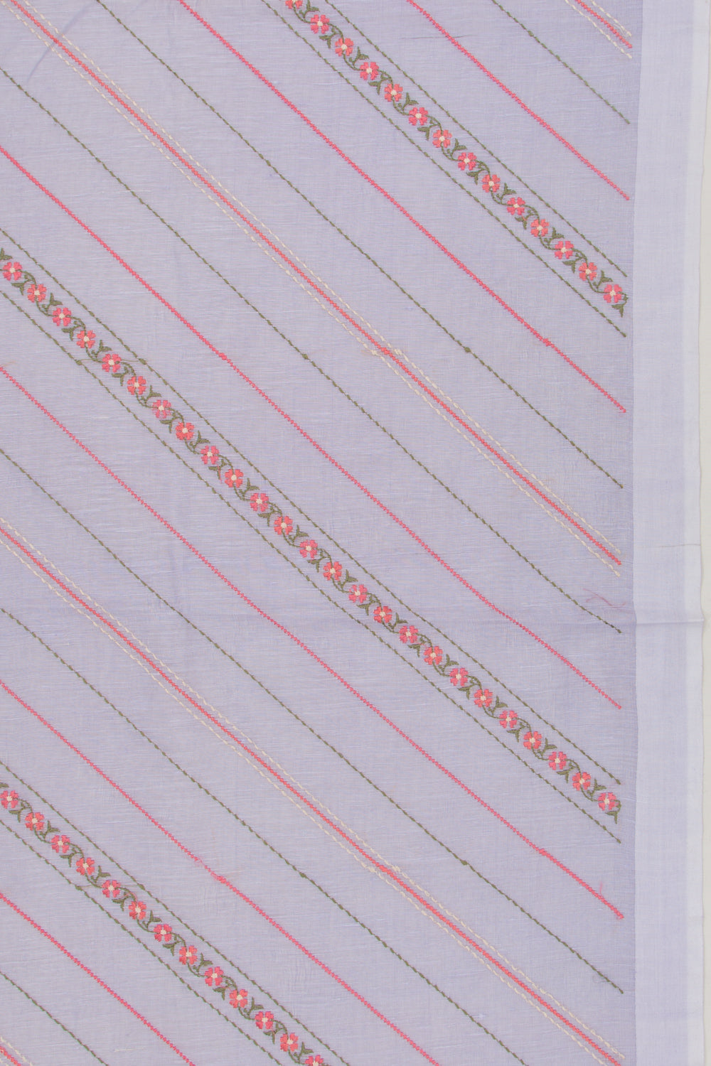 Linen Embroidery Lines Violet Saree