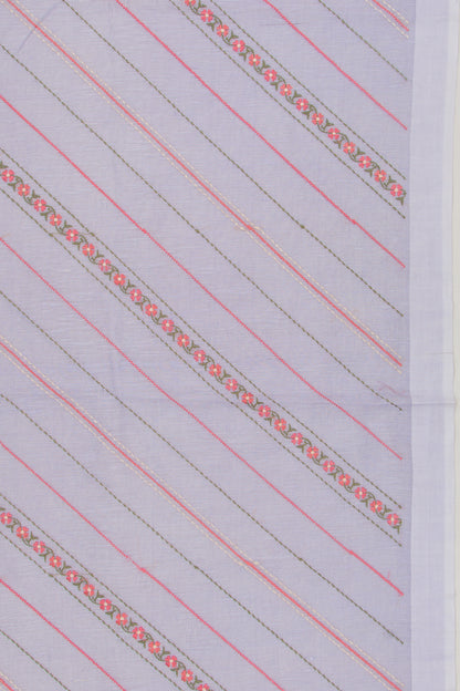 Linen Embroidery Lines Violet Saree