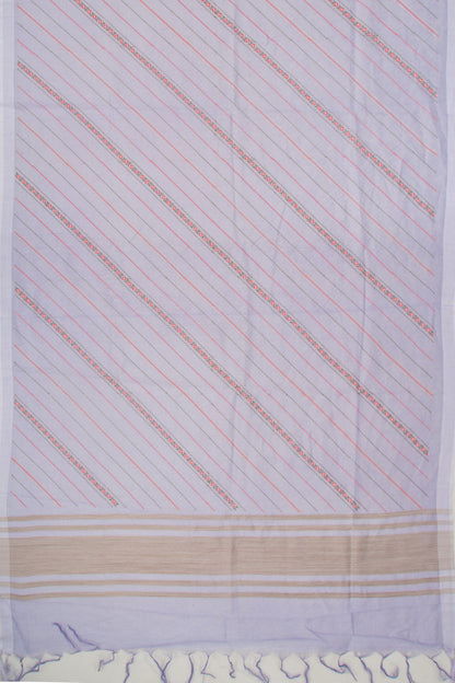 Linen Embroidery Lines Violet Saree