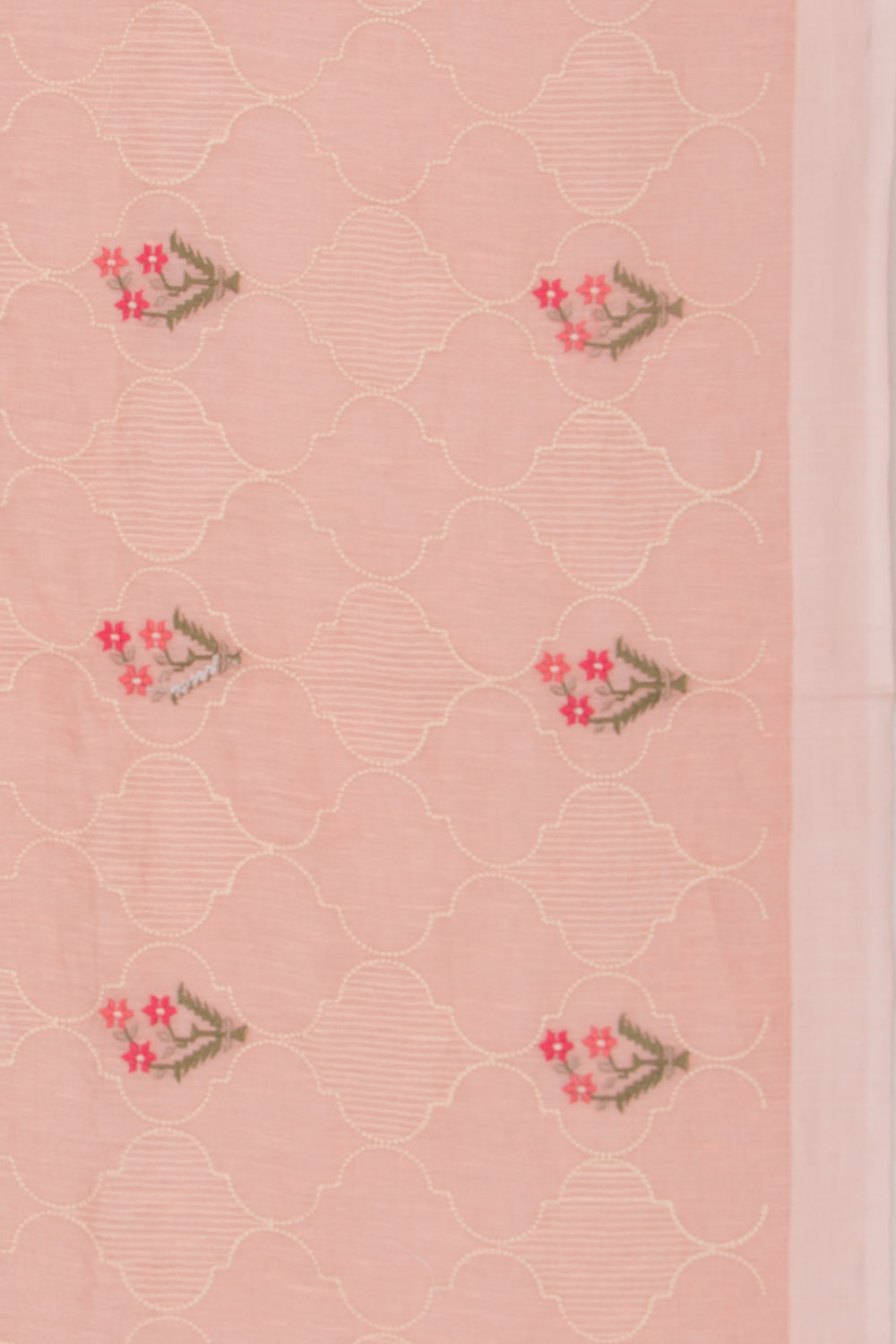 Linen Floral Embroidery Peach Saree