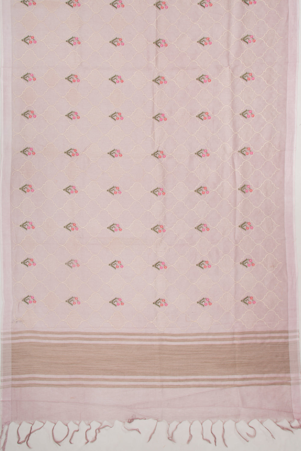 Linen Floral Embroidery Lavender Saree