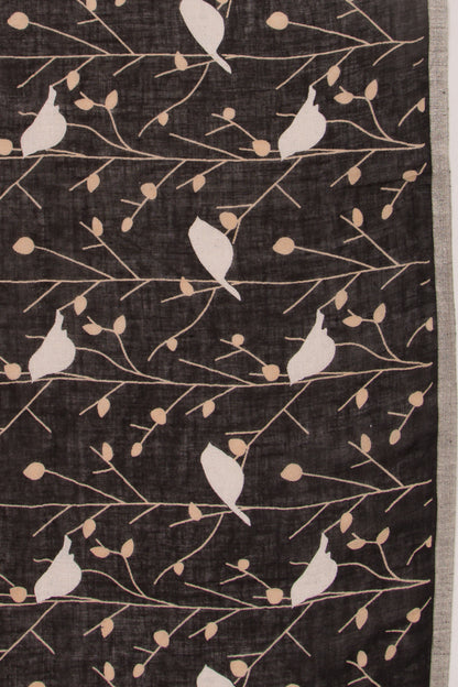 Linen Printed Black Saree