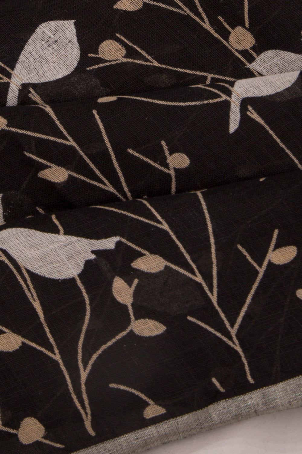 Linen Printed Black Saree