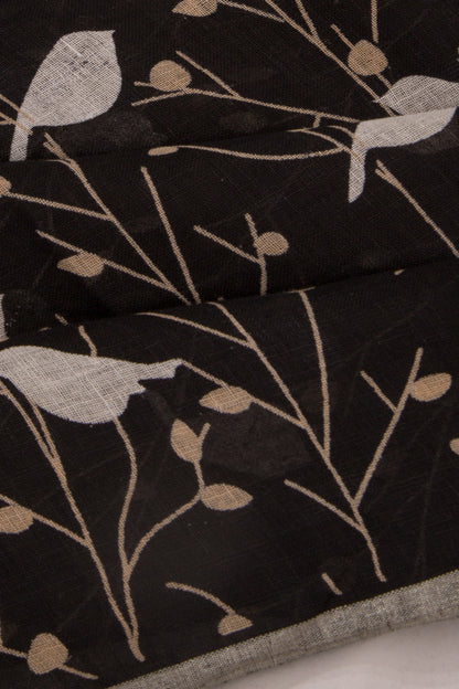 Linen Printed Black Saree