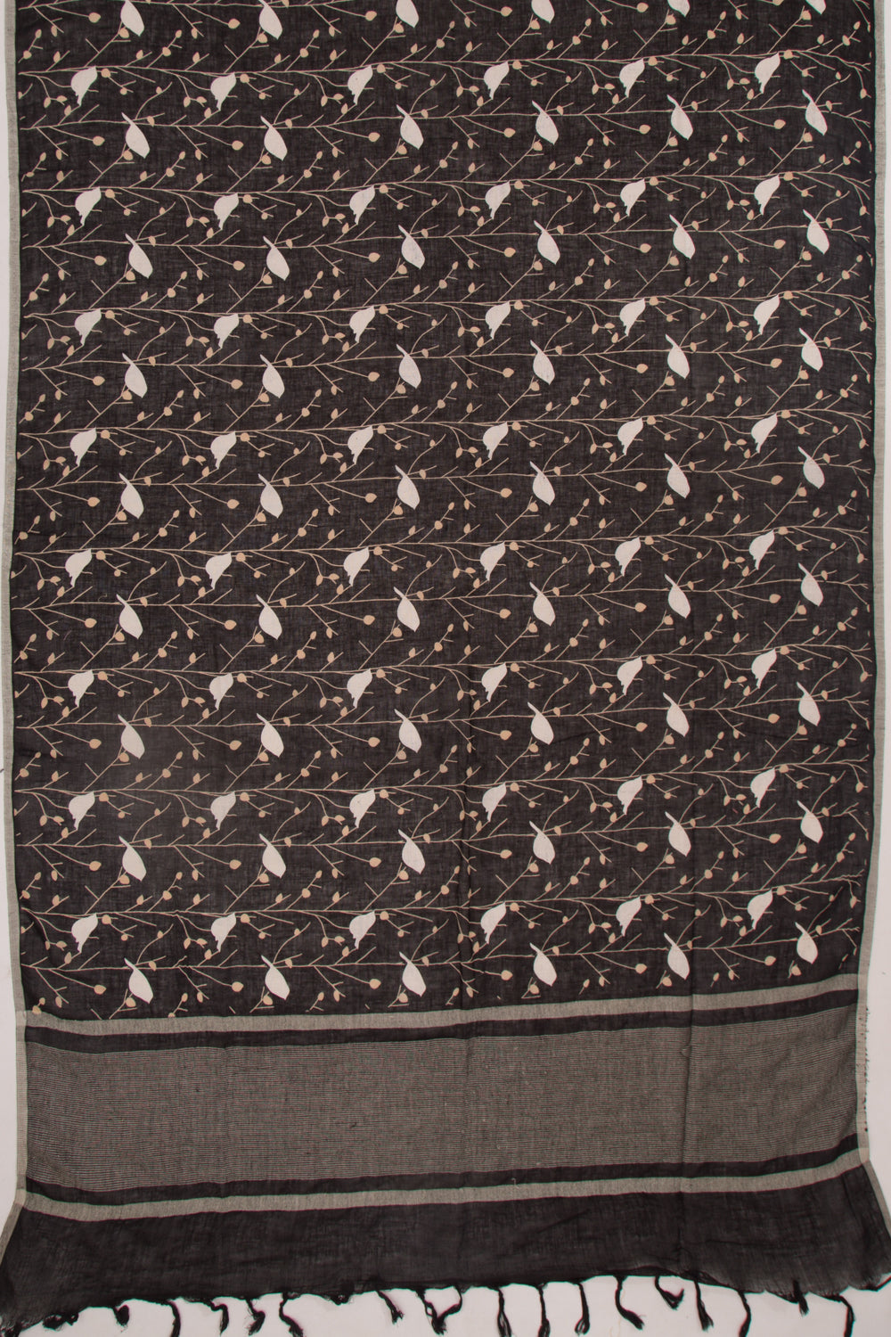 Linen Printed Black Saree