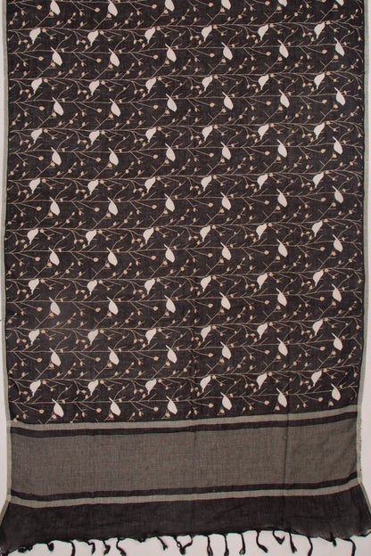 Linen Printed Black Saree