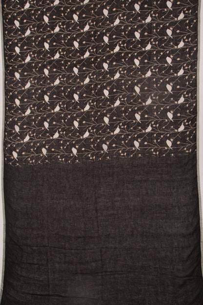 Linen Printed Black Saree