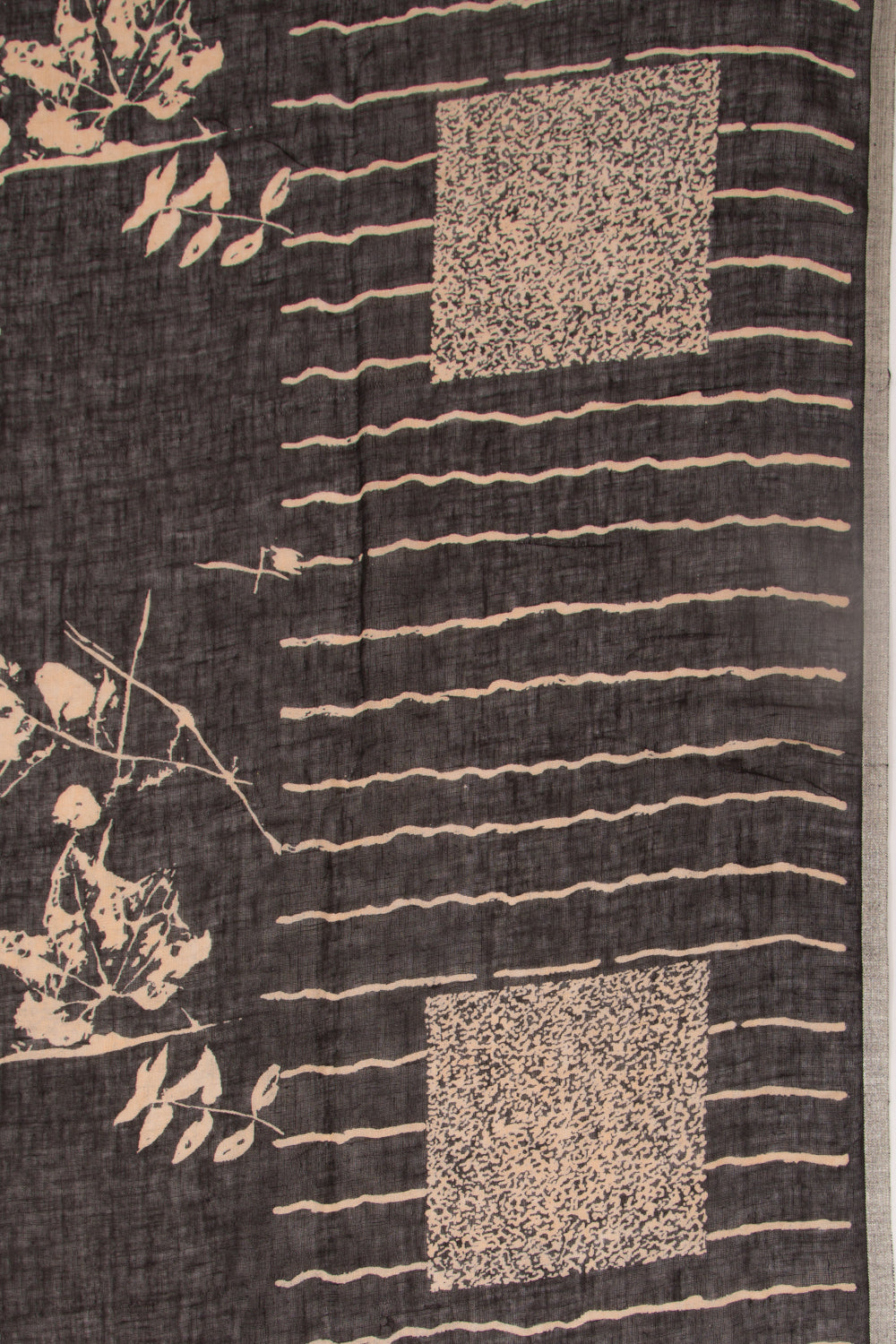 Linen Floral Printed Black Saree