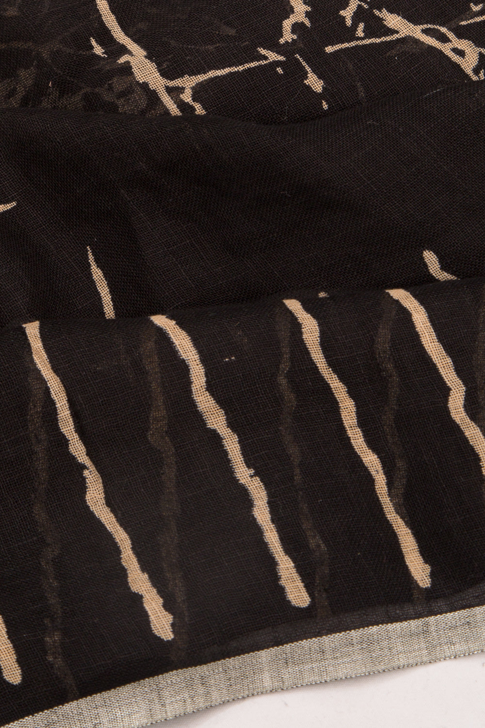 Linen Floral Printed Black Saree