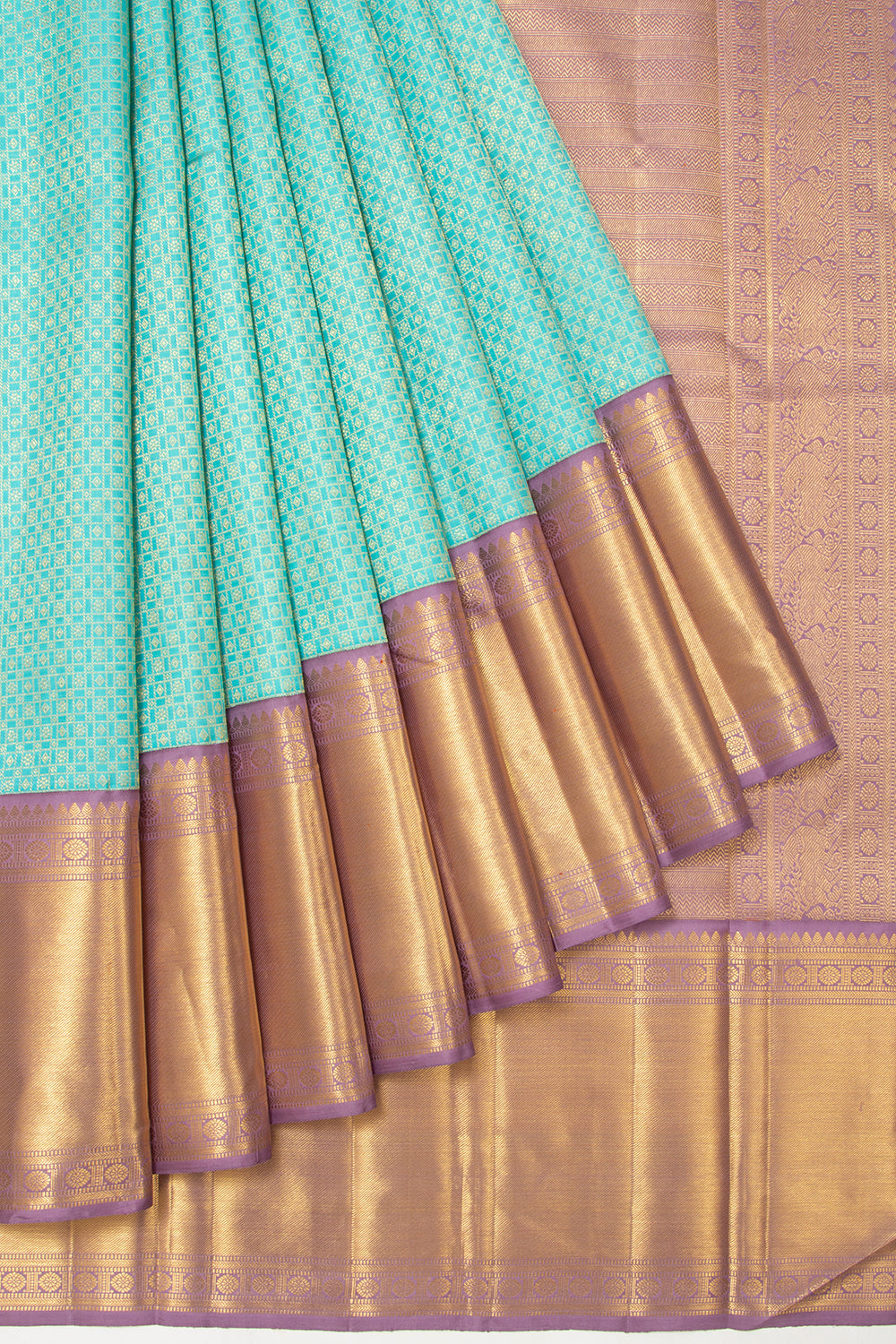 Kanchipuram Silk Brocade Sky Blue Saree