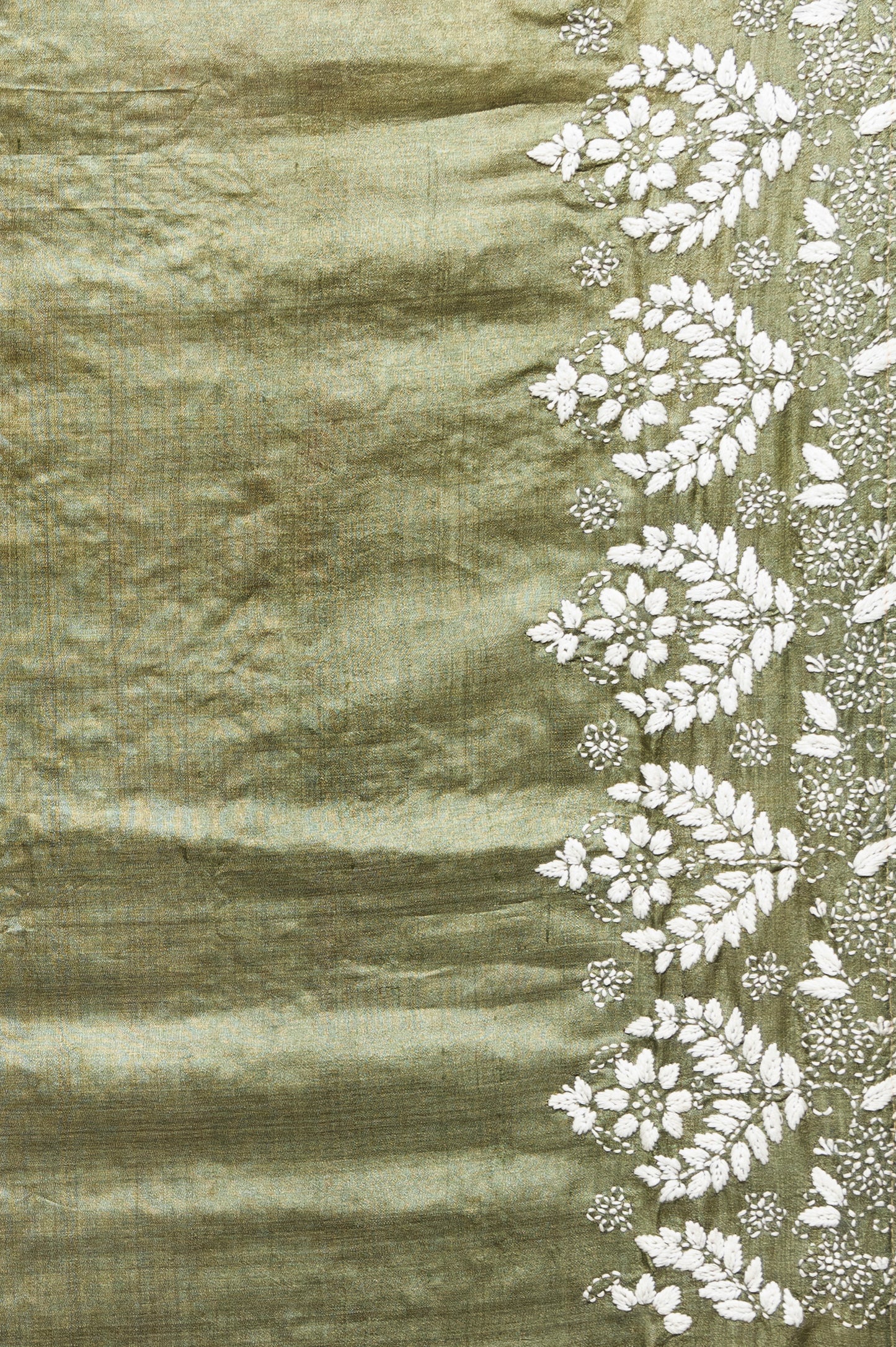 Tussar Batik Printed Green Saree