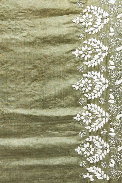 Tussar Batik Printed Green Saree