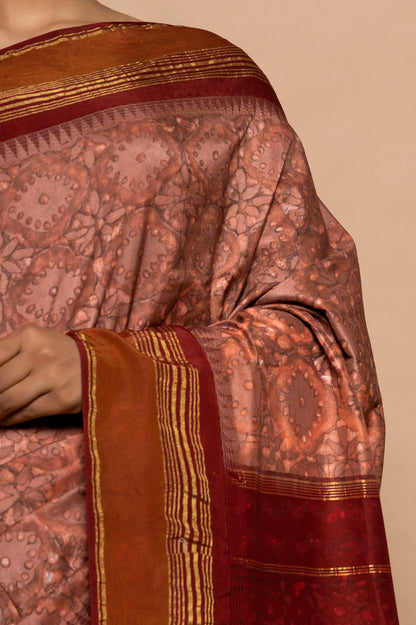 Bangalore Silk Kadiyal Printed Orange Saree