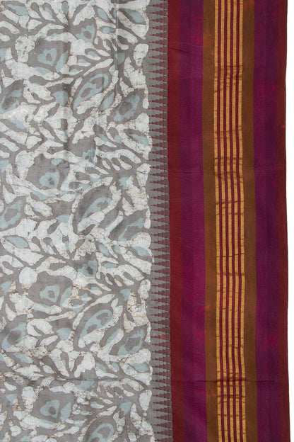 Bangalore Silk Kadiyal Printed Grey Saree