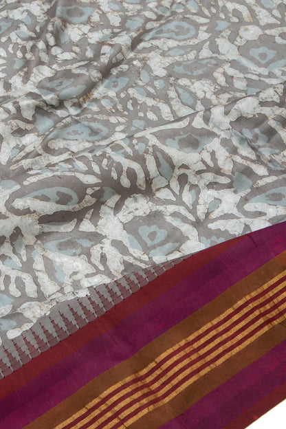 Bangalore Silk Kadiyal Printed Grey Saree