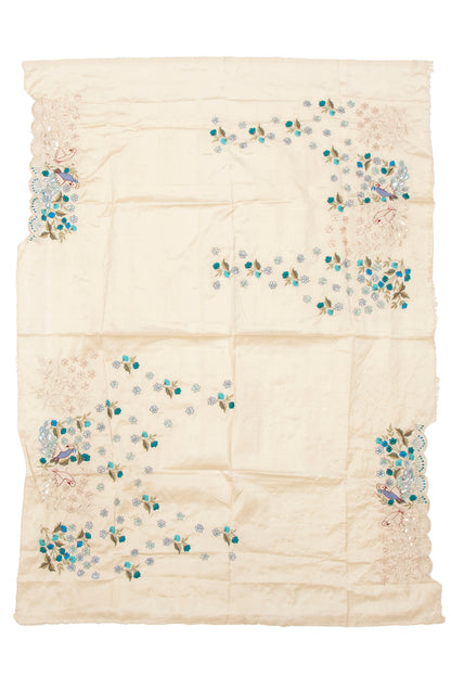 Pochampally Silk Ikat Blue Saree With Embroidery Scallop Border