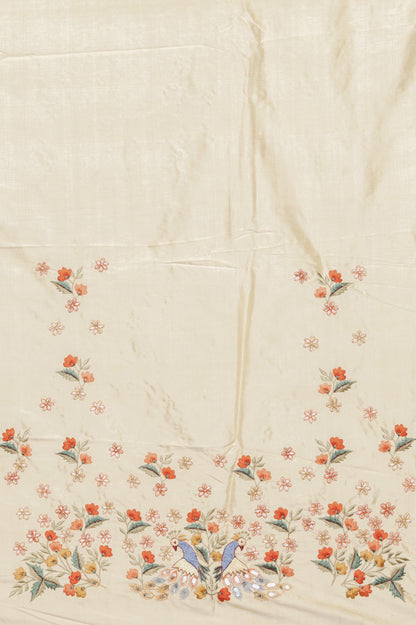 Pochampally Silk Ikat Red Saree With Embroidery Scallop Border