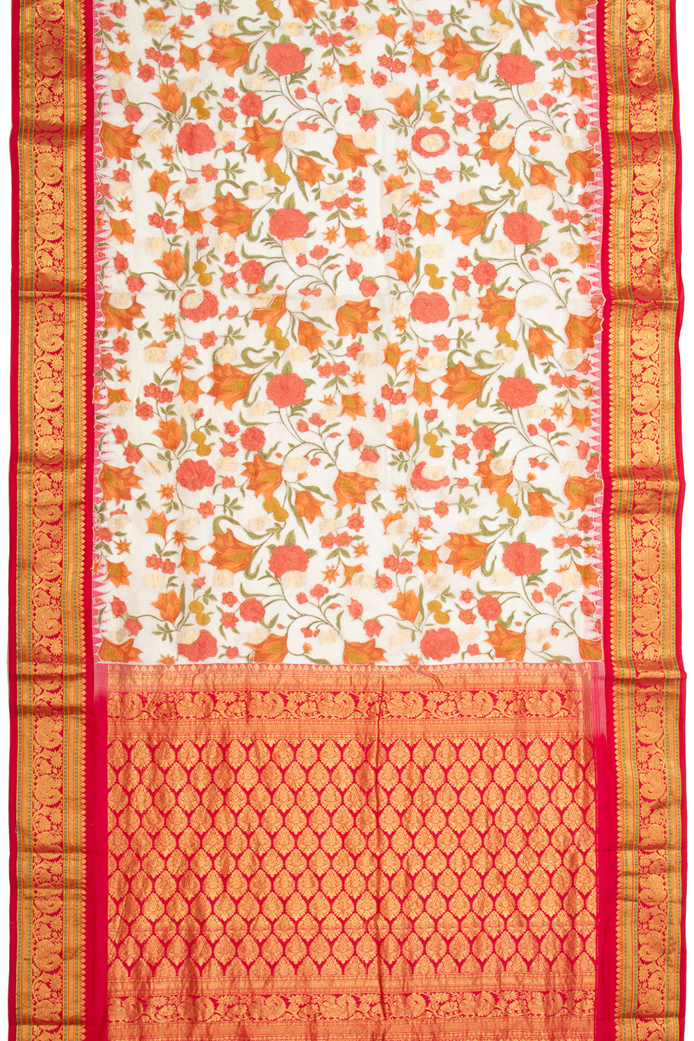 Kota Soft Silk Embroidery White Saree