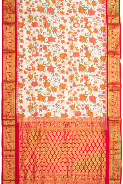 Kota Soft Silk Embroidery White Saree