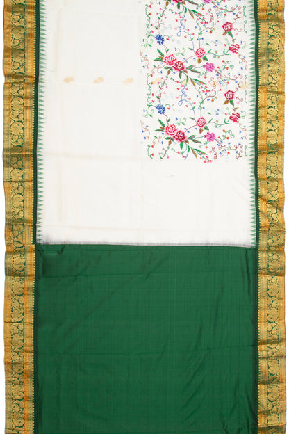 Kota Soft Silk Embroidery White Saree