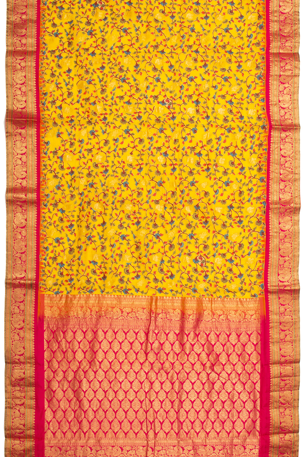 Kota Soft Silk Embroidery Yellow Saree