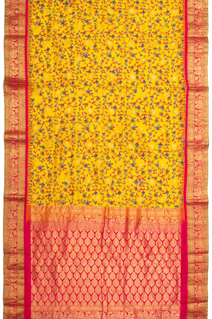 Kota Soft Silk Embroidery Yellow Saree