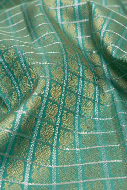 Kanchipuram Silk Checks And Butta Blue Saree