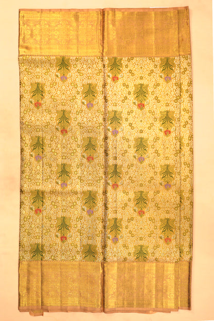 Kanchipuram Silk Tissue Brocade Gold Saree