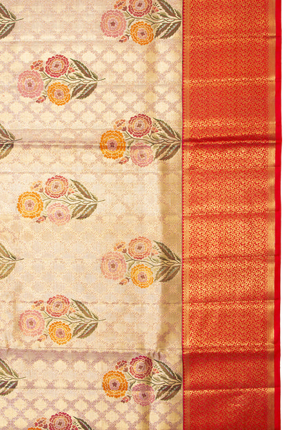 Kanchipuram Silk Tissue Brocade Gold Saree