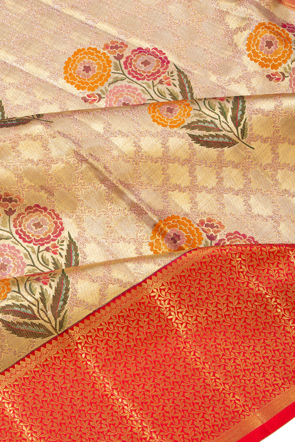 Kanchipuram Silk Tissue Brocade Gold Saree