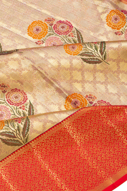 Kanchipuram Silk Tissue Brocade Gold Saree