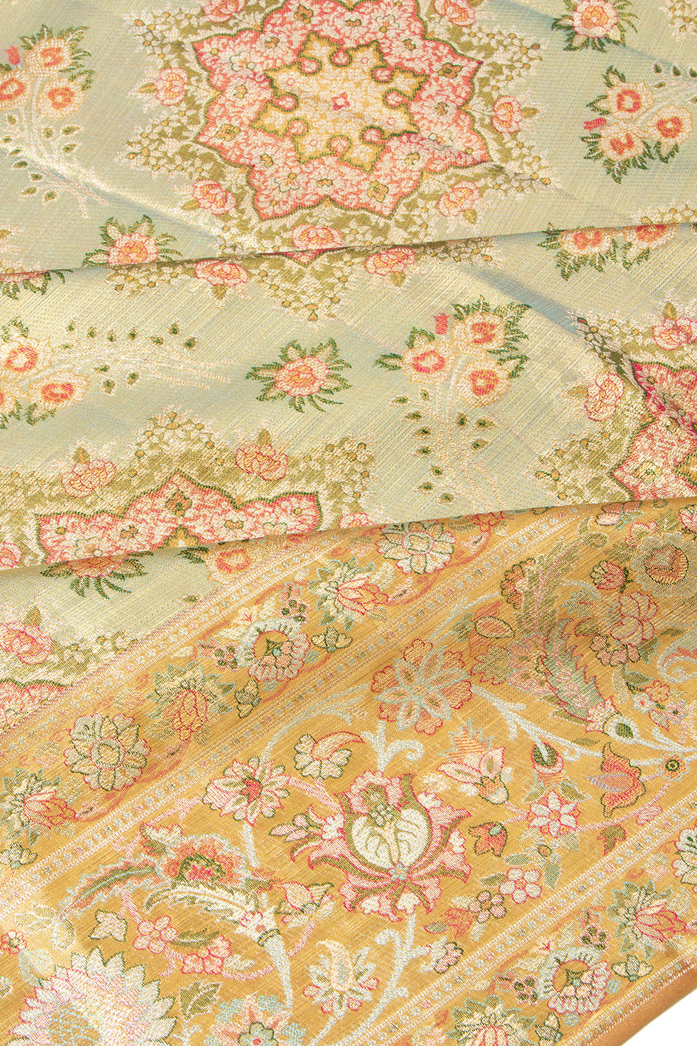 Kanchipuram Silk Tissue Brocade Green Saree