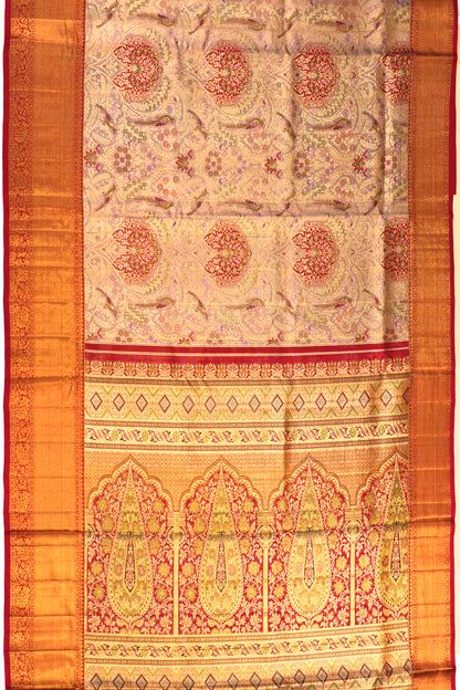 Kanchipuram Silk Tissue Brocade Lavender Saree