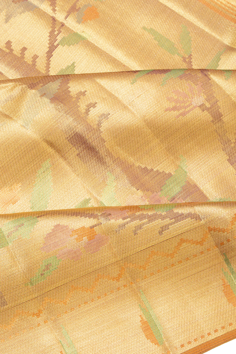 Kanchipuram Silk Tissue Jaal Gold Saree