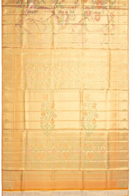 Kanchipuram Silk Tissue Jaal Gold Saree