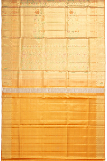 Kanchipuram Silk Tissue Jaal Gold Saree