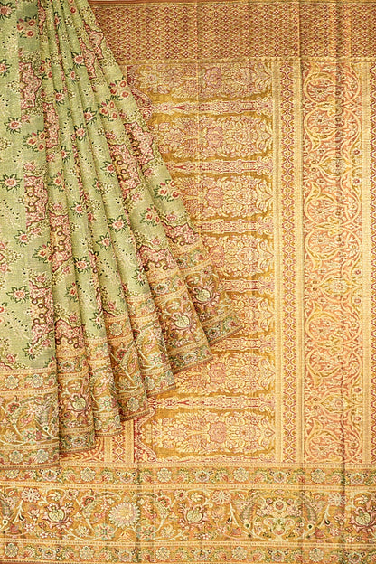 Kanchipuram Silk Tissue Brocade Green Saree