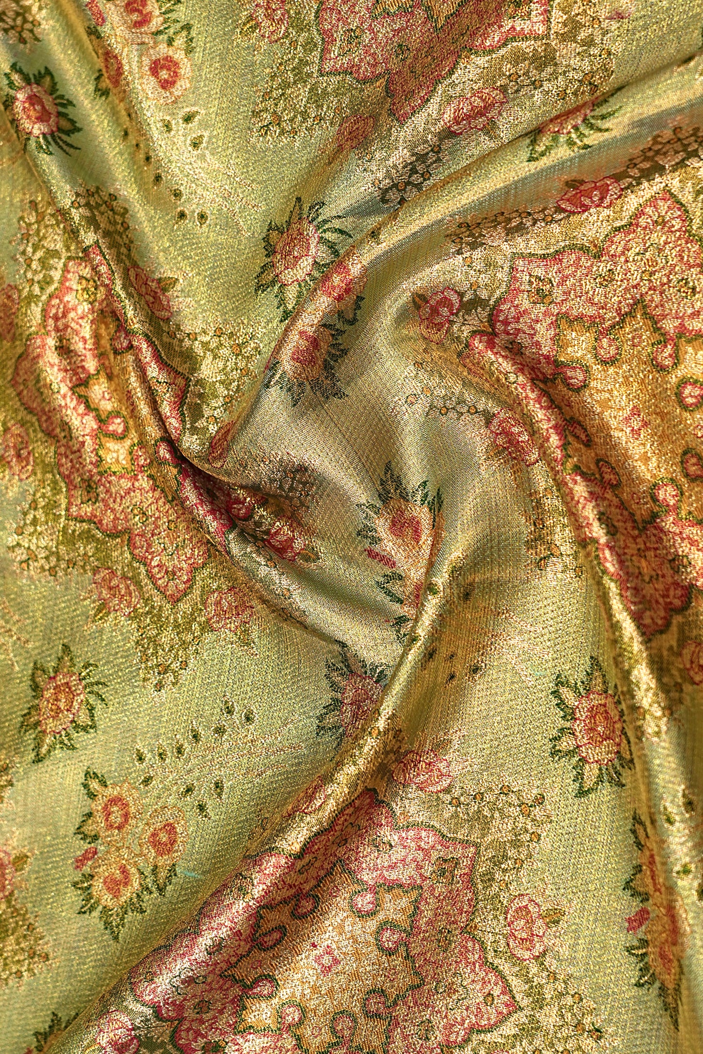 Kanchipuram Silk Tissue Brocade Green Saree