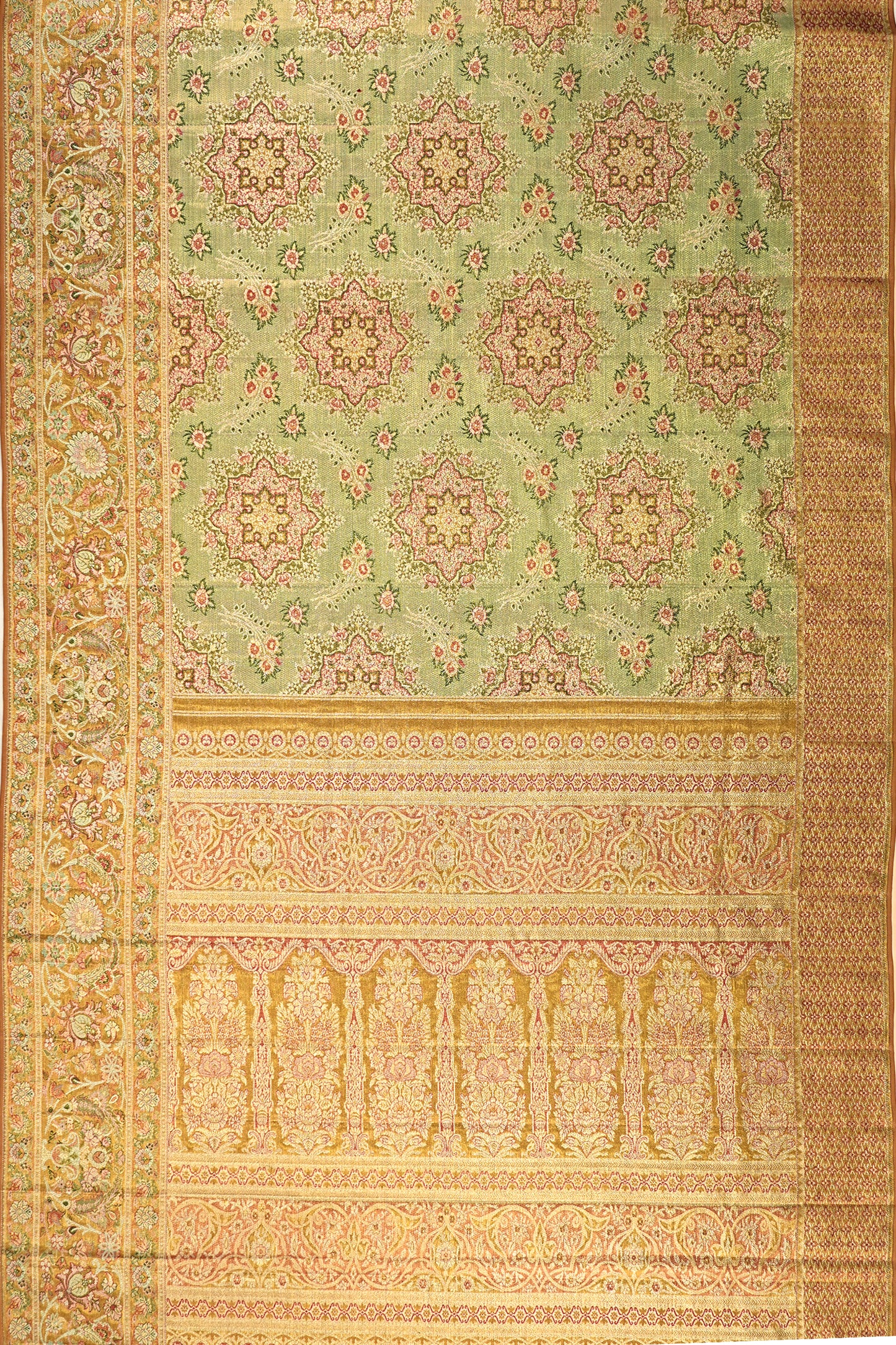 Kanchipuram Silk Tissue Brocade Green Saree