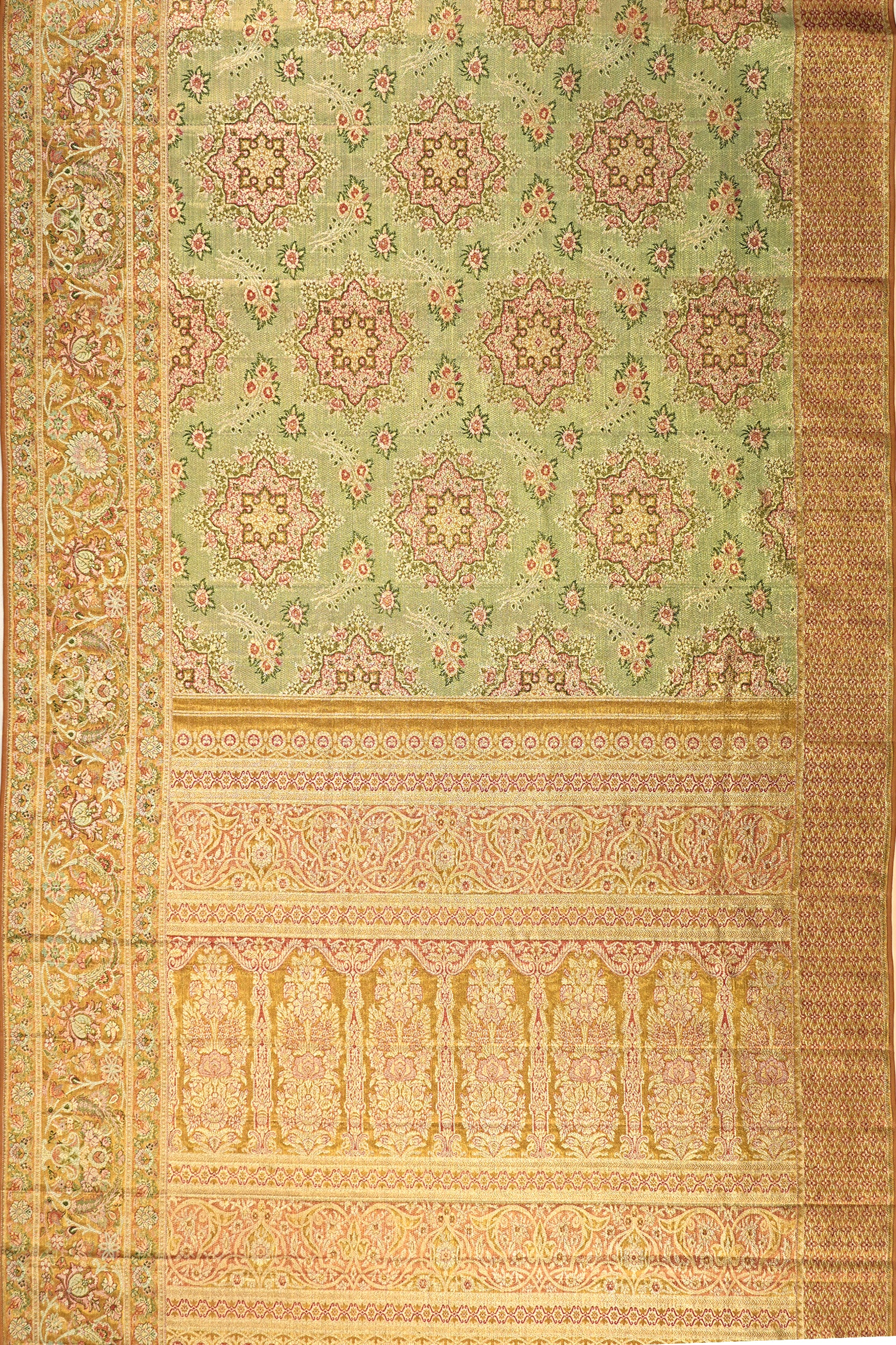 Kanchipuram Silk Tissue Brocade Green Saree
