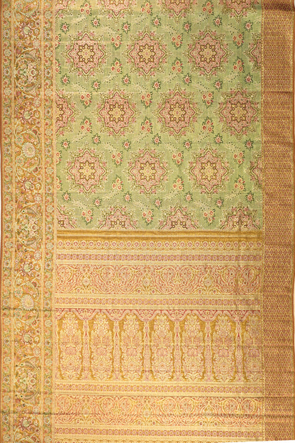 Kanchipuram Silk Tissue Brocade Green Saree