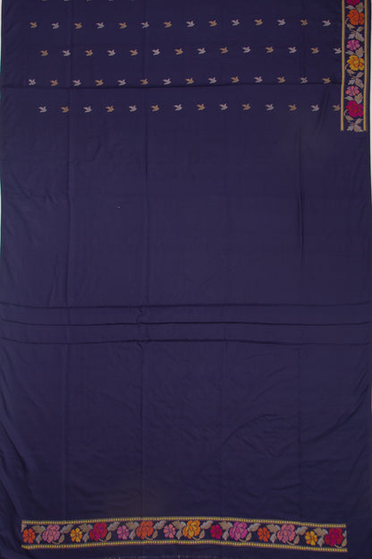 Banarasi Silk Butta Dark Blue Saree With Jamdani Border