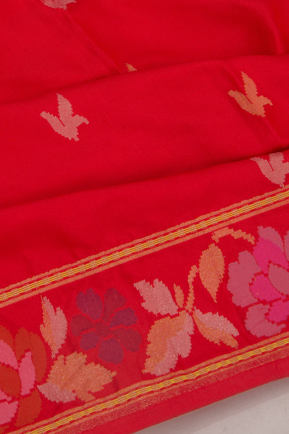 Banarasi Silk Butta Red Saree With Jamdani Border