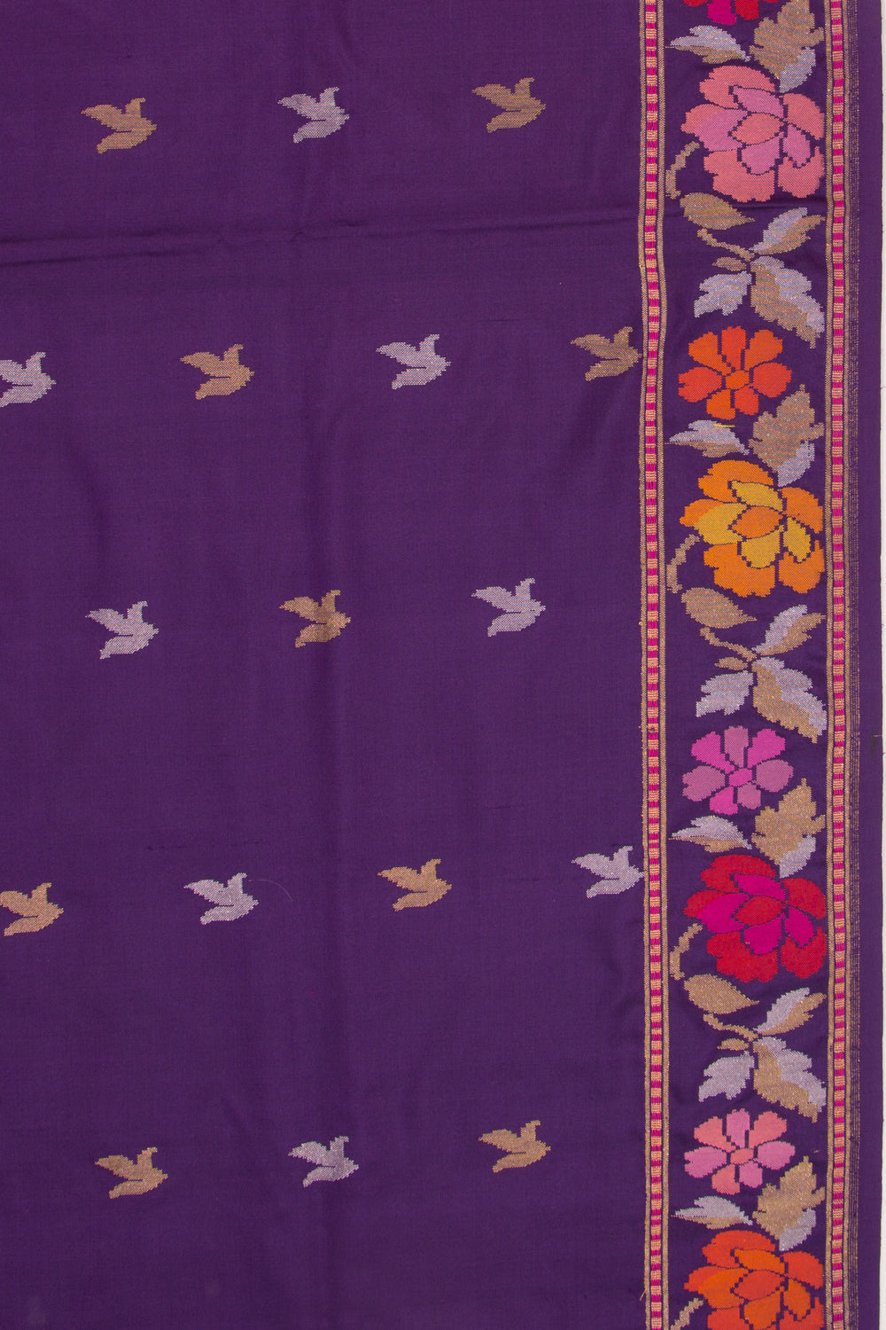 Banarasi Silk Butta Purple Saree With Jamdani Border