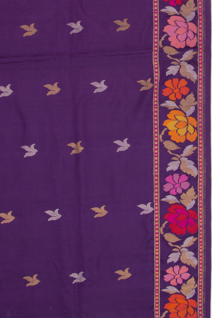 Banarasi Silk Butta Purple Saree With Jamdani Border