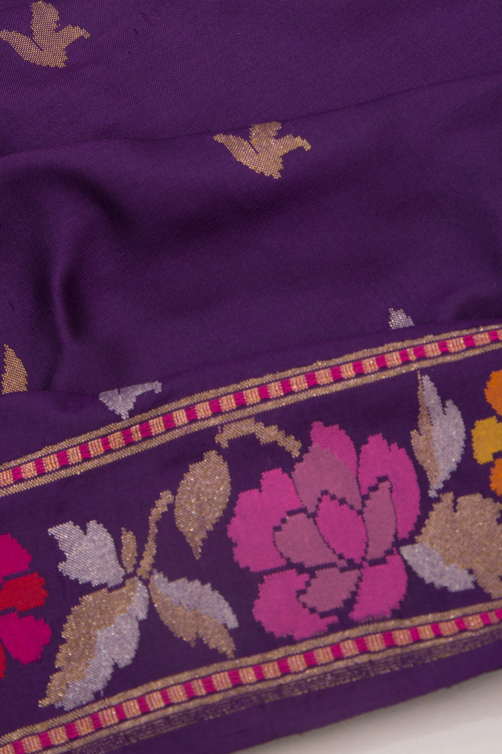 Banarasi Silk Butta Purple Saree With Jamdani Border