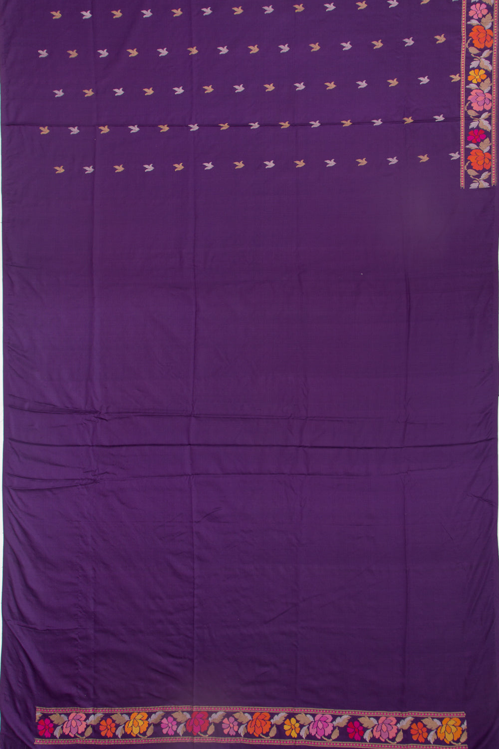 Banarasi Silk Butta Purple Saree With Jamdani Border