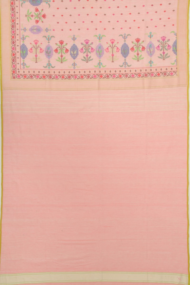 Banarasi Cotton Jamdani Butta Baby Pink Saree