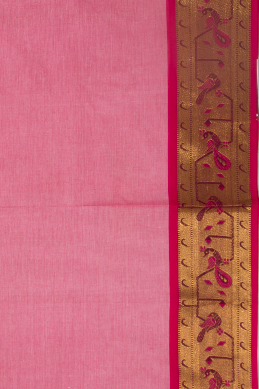 Chettinad Cotton Plain Pink Saree