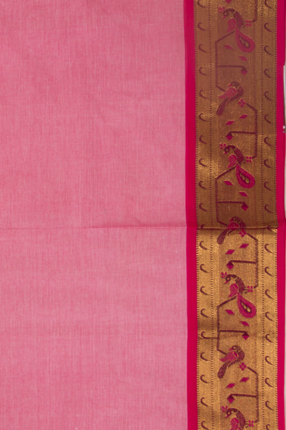 Chettinad Cotton Plain Pink Saree